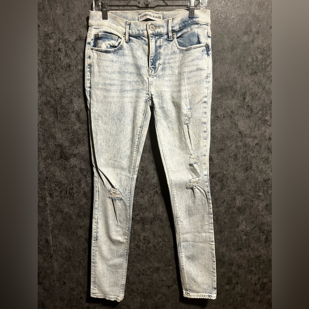 Express Acid Wash Distressed Skinny Jeans